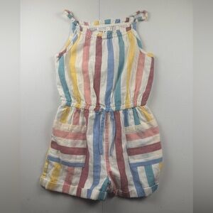Fat Face Girls' Multi-Stripe Summer Romper - Pastel Stripe